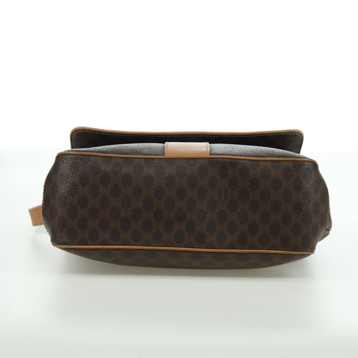 CELINE Macadam Canvas Shoulder Bag PVC Leather Brown Gold Auth am10907V