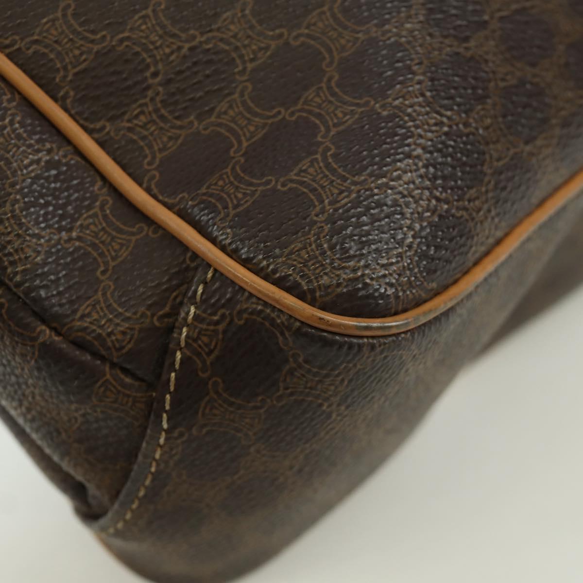 CELINE Macadam Canvas Shoulder Bag PVC Leather Brown Gold Auth am10907V