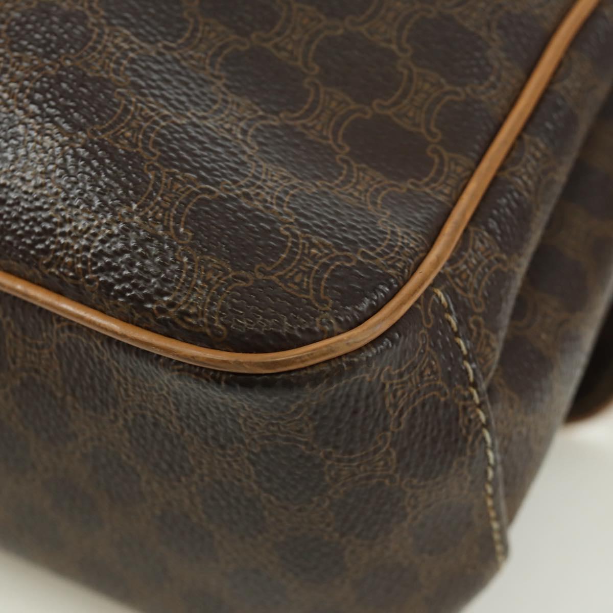 CELINE Macadam Canvas Shoulder Bag PVC Leather Brown Gold Auth am10907V