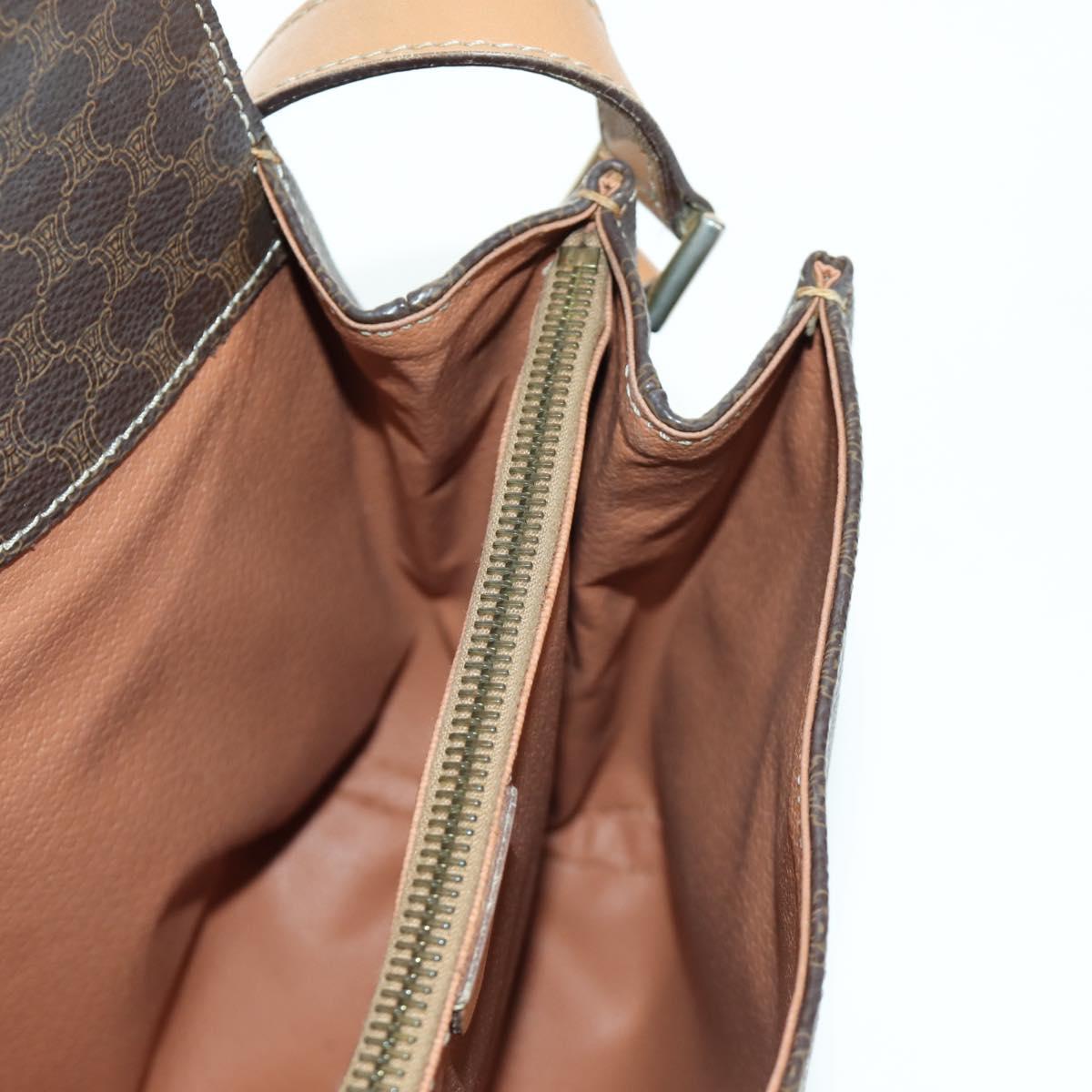 CELINE Macadam Canvas Shoulder Bag PVC Leather Brown Gold Auth am10907V