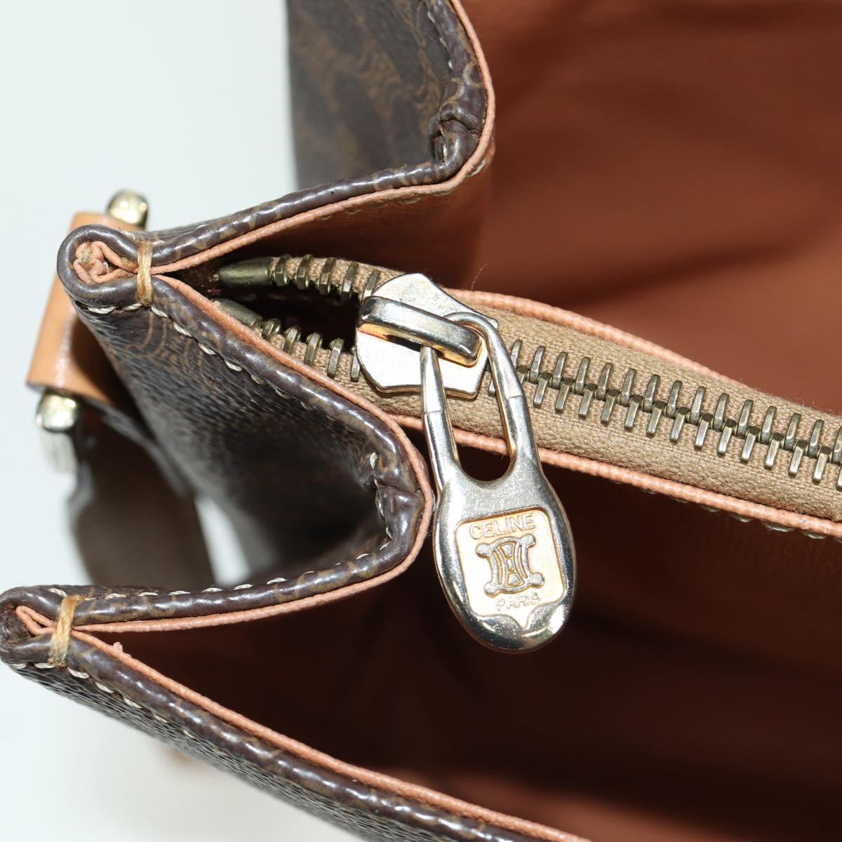 CELINE Macadam Canvas Shoulder Bag PVC Leather Brown Gold Auth am10907V