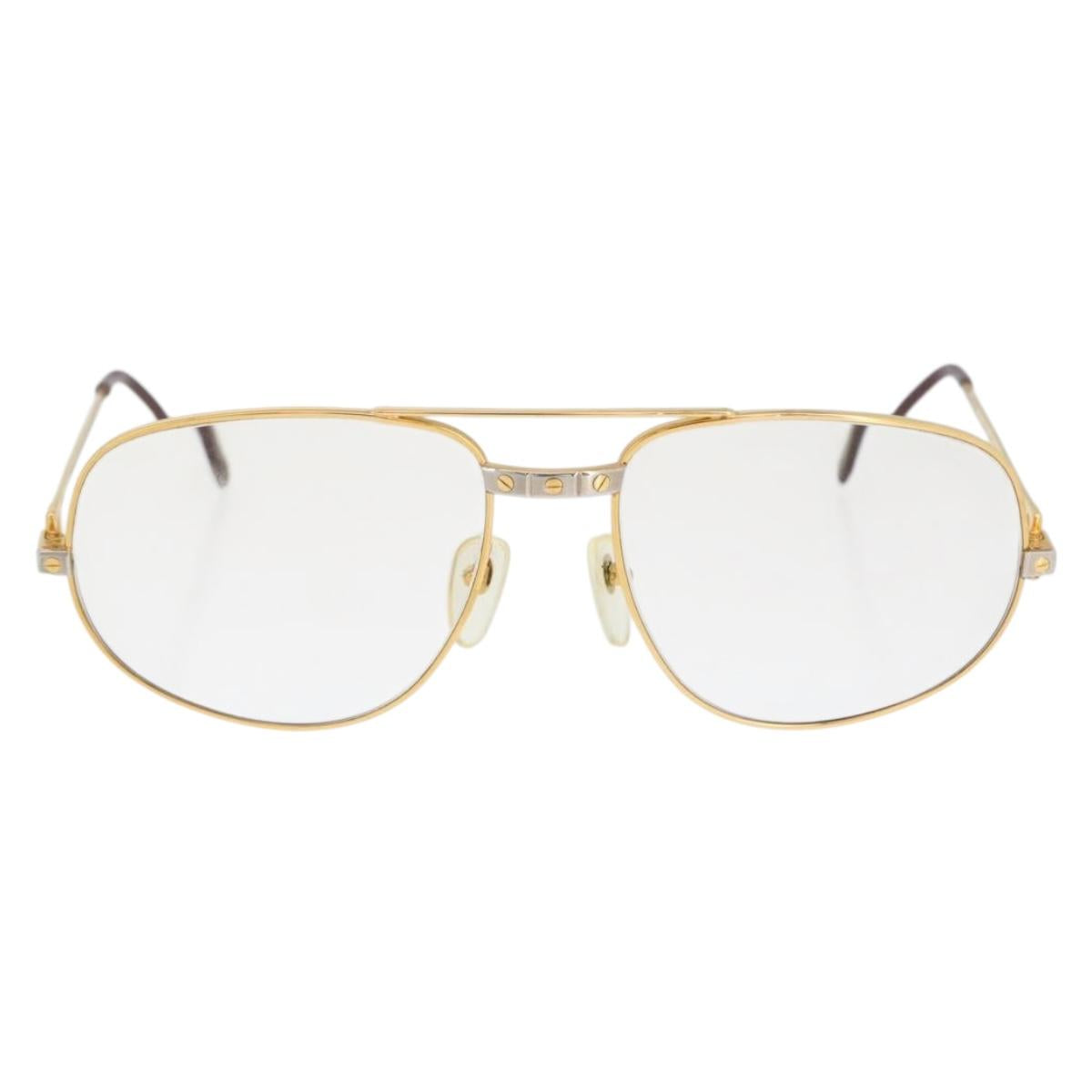 CARTIER Glasses metal Gold Tone Auth am10921