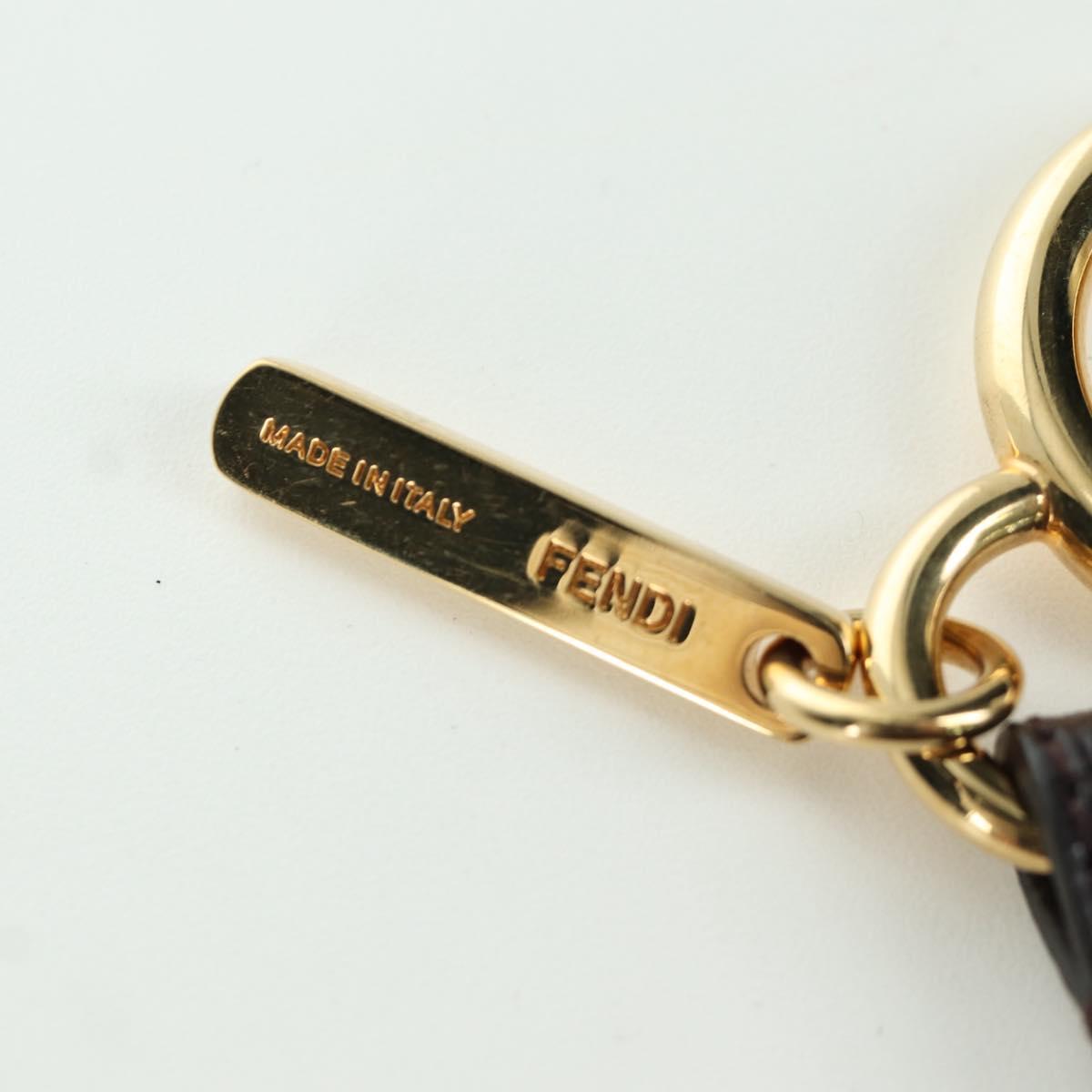 FENDI Pom Pom Bag Charm Dark Brown Auth am10929V