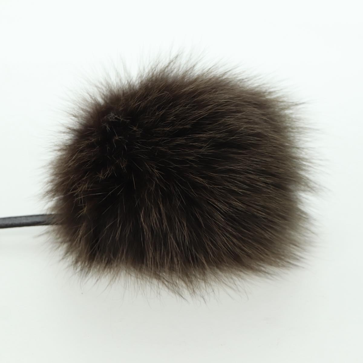 FENDI Pom Pom Bag Charm Dark Brown Auth am10929V
