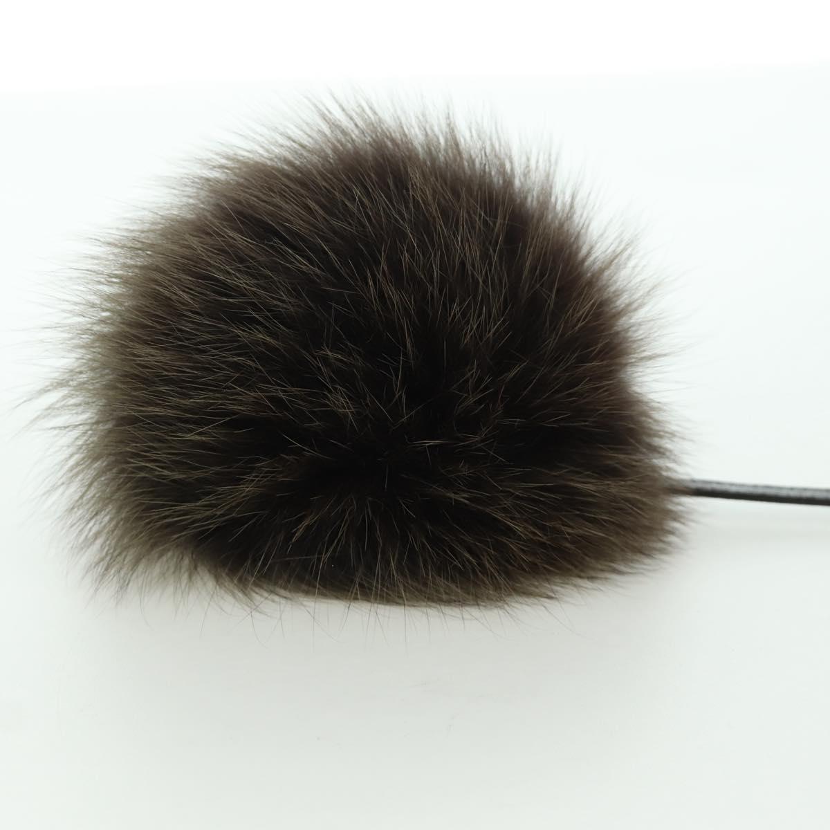 FENDI Pom Pom Bag Charm Dark Brown Auth am10929V