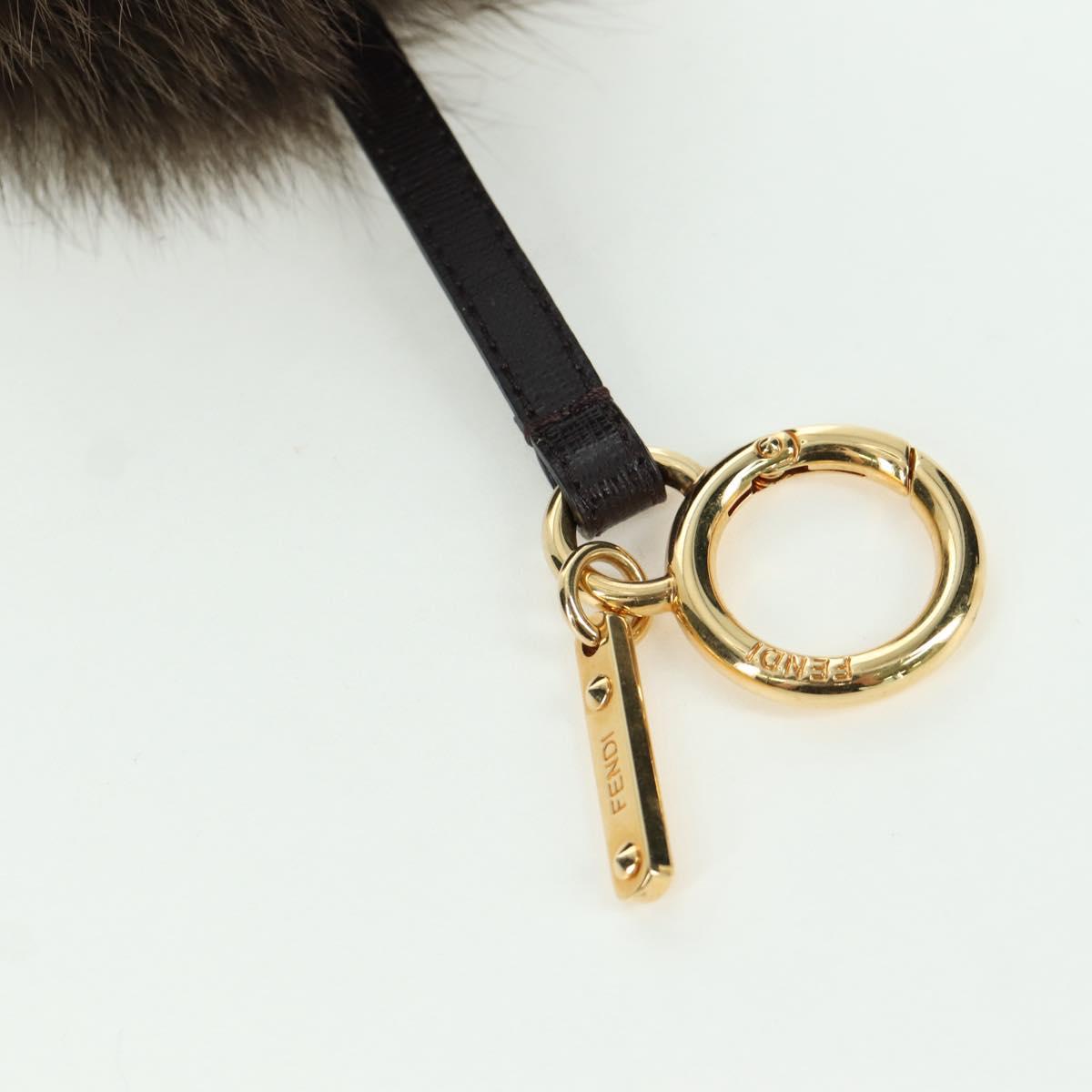 FENDI Pom Pom Bag Charm Dark Brown Auth am10929V