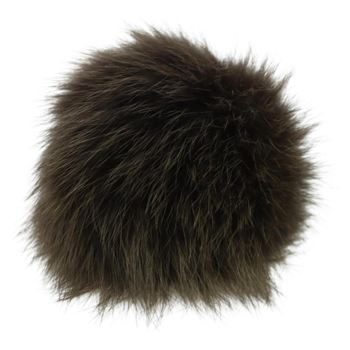 FENDI Pom Pom Bag Charm Dark Brown Auth am10929V