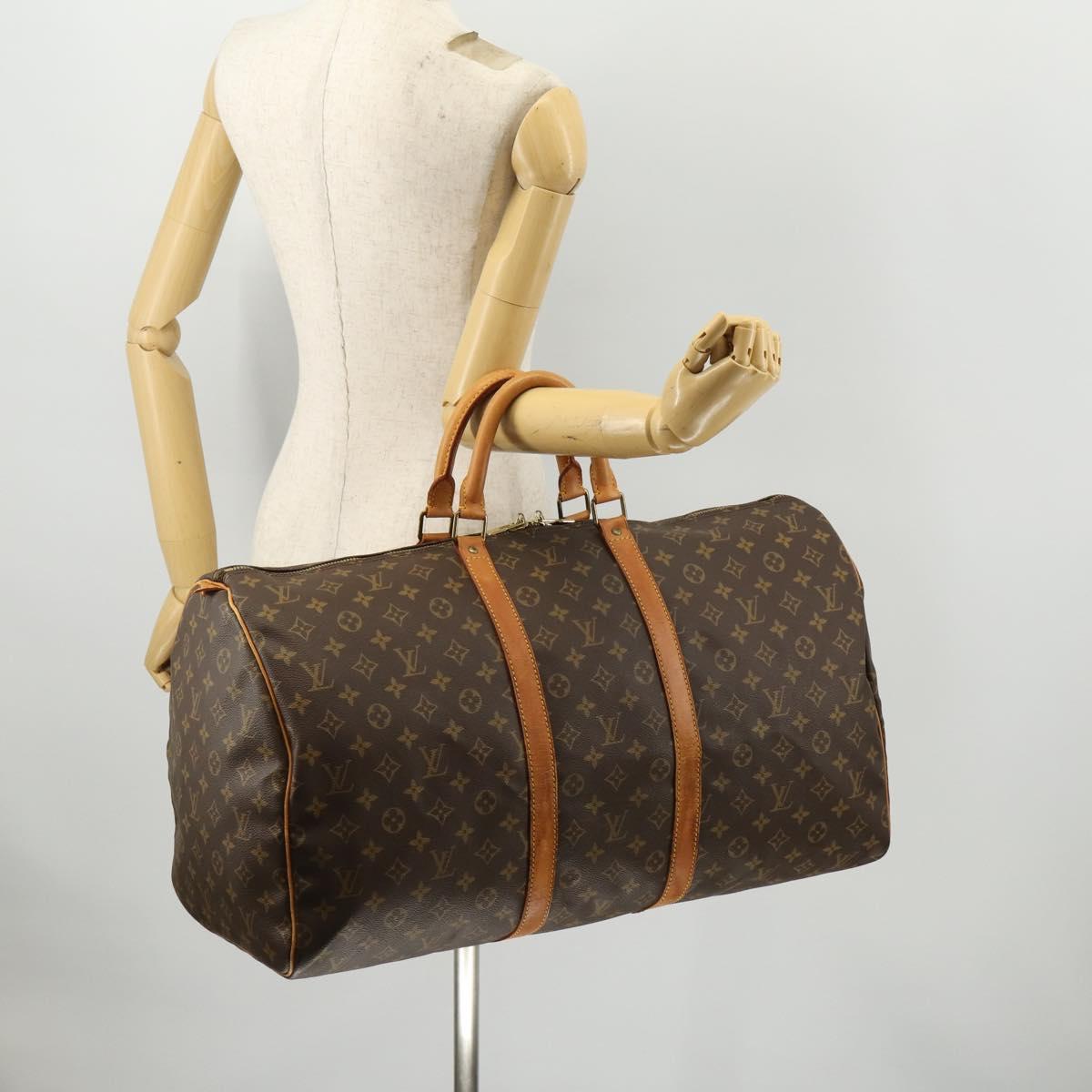 LOUIS VUITTON Monogram Keepall 55 Boston Bag M41424 LV Auth am10942
