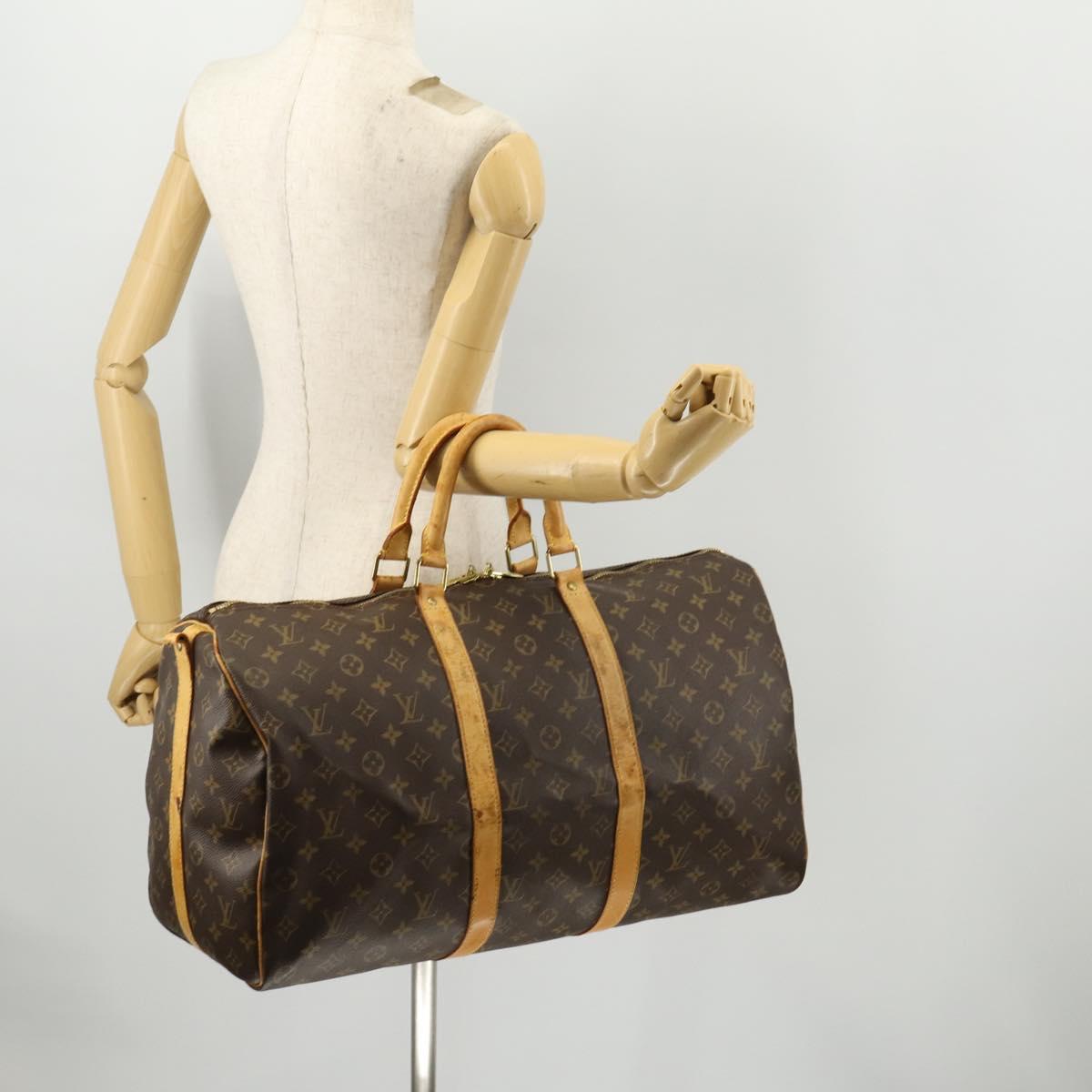 LOUIS VUITTON Monogram Keepall Bandouliere 50 Boston Bag M41416 LV Auth am10944