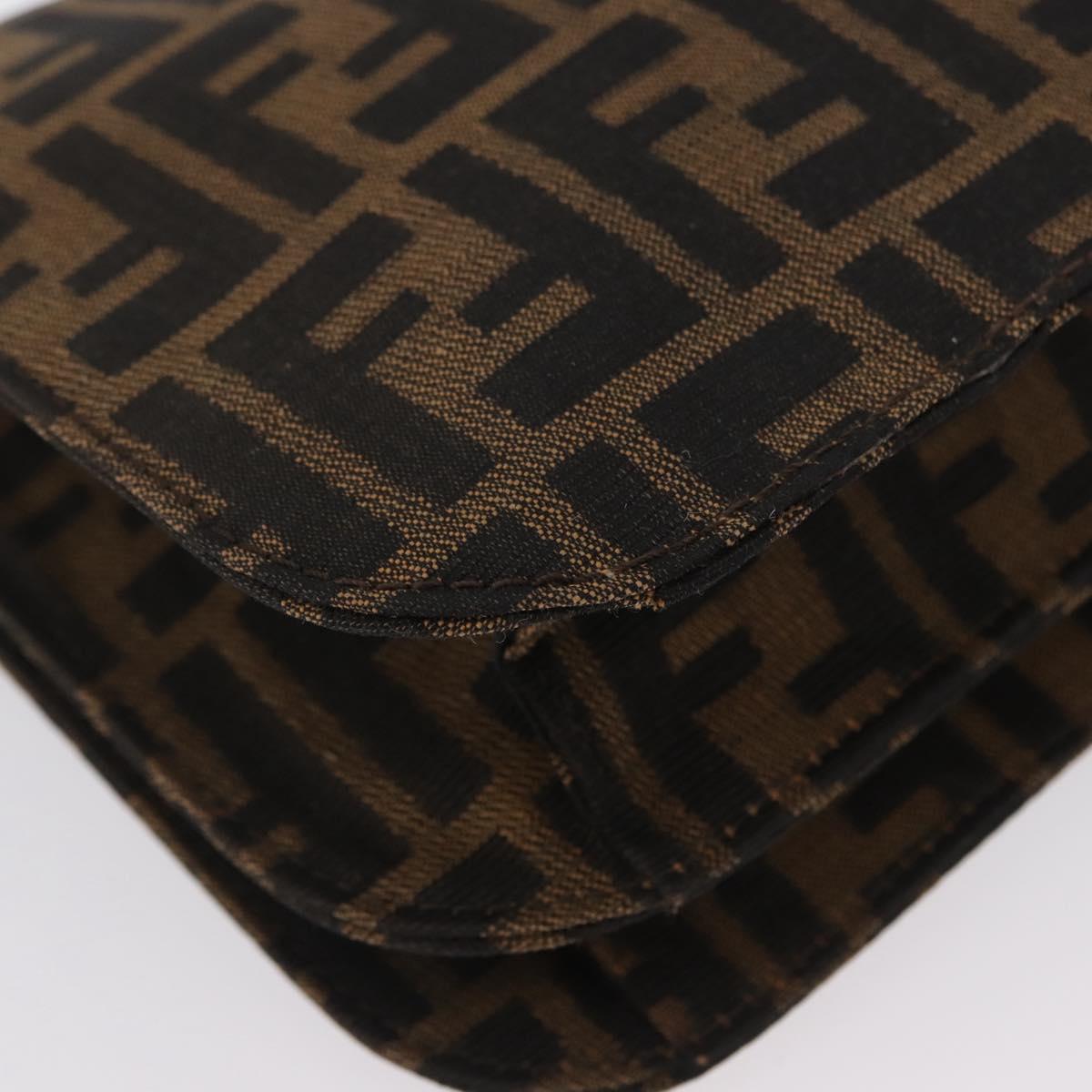 FENDI Zucca Canvas Mamma Baguette Shoulder Bag Brown Silver Auth am10947V