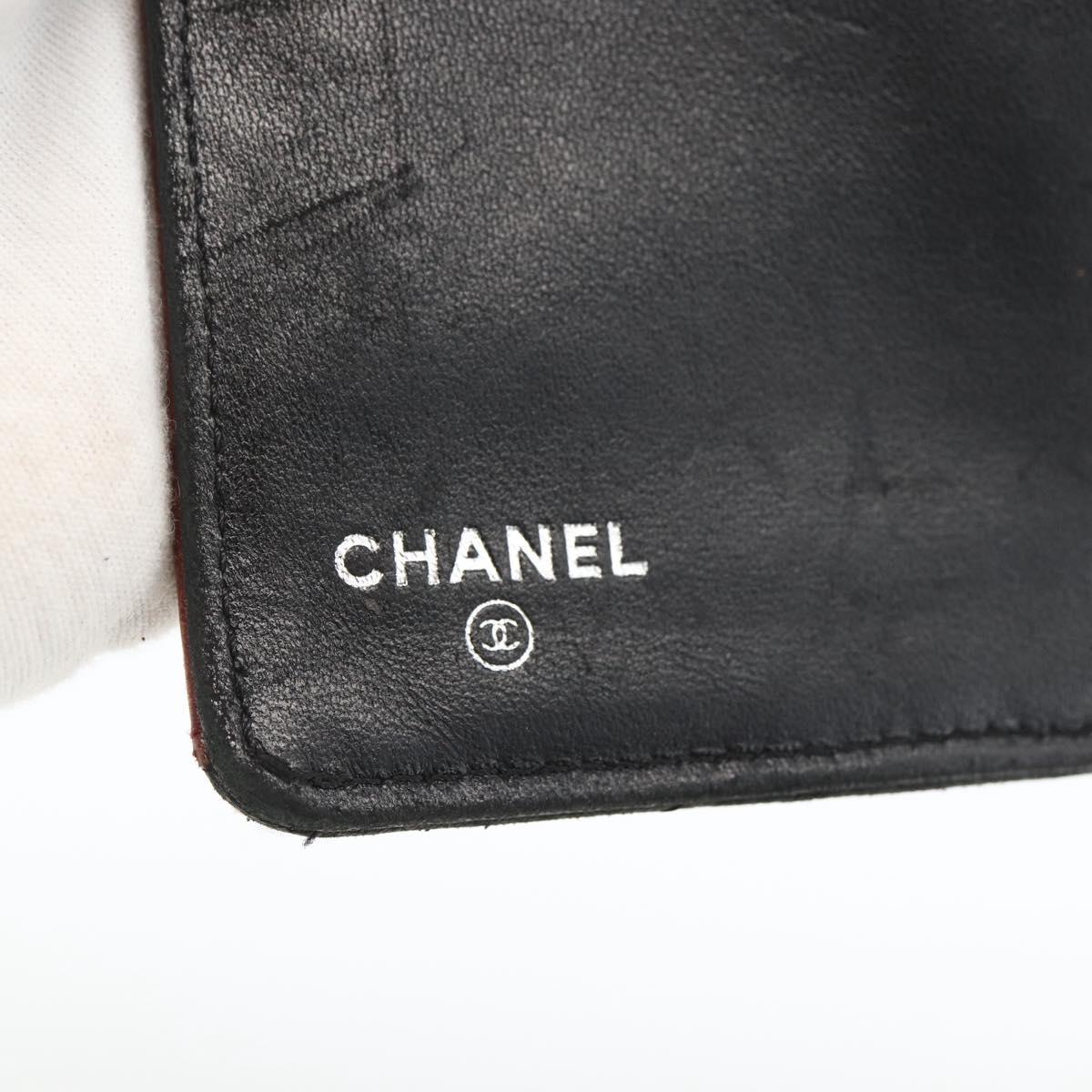 CHANEL Matelasse Long Wallet Lamb Skin Black Silver CC Auth am10948