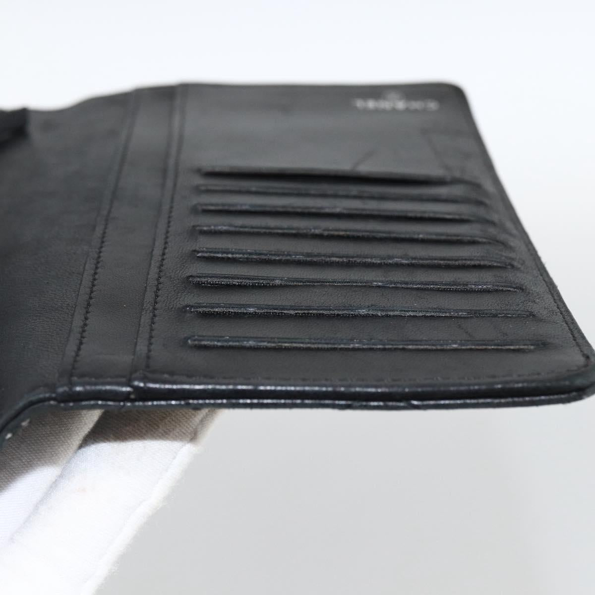 CHANEL Matelasse Long Wallet Lamb Skin Black Silver CC Auth am10948