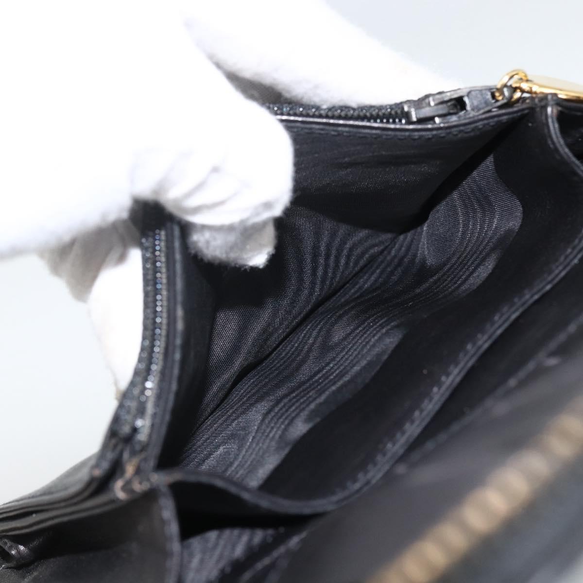CHANEL Compact Long Wallet Patent leather Black CC Auth am10949A