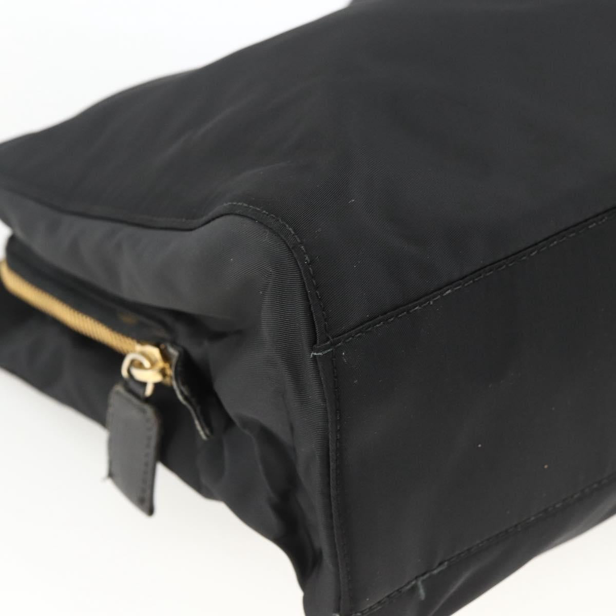PRADA Chain Tote Bag Nylon Black Gold Auth am10950A