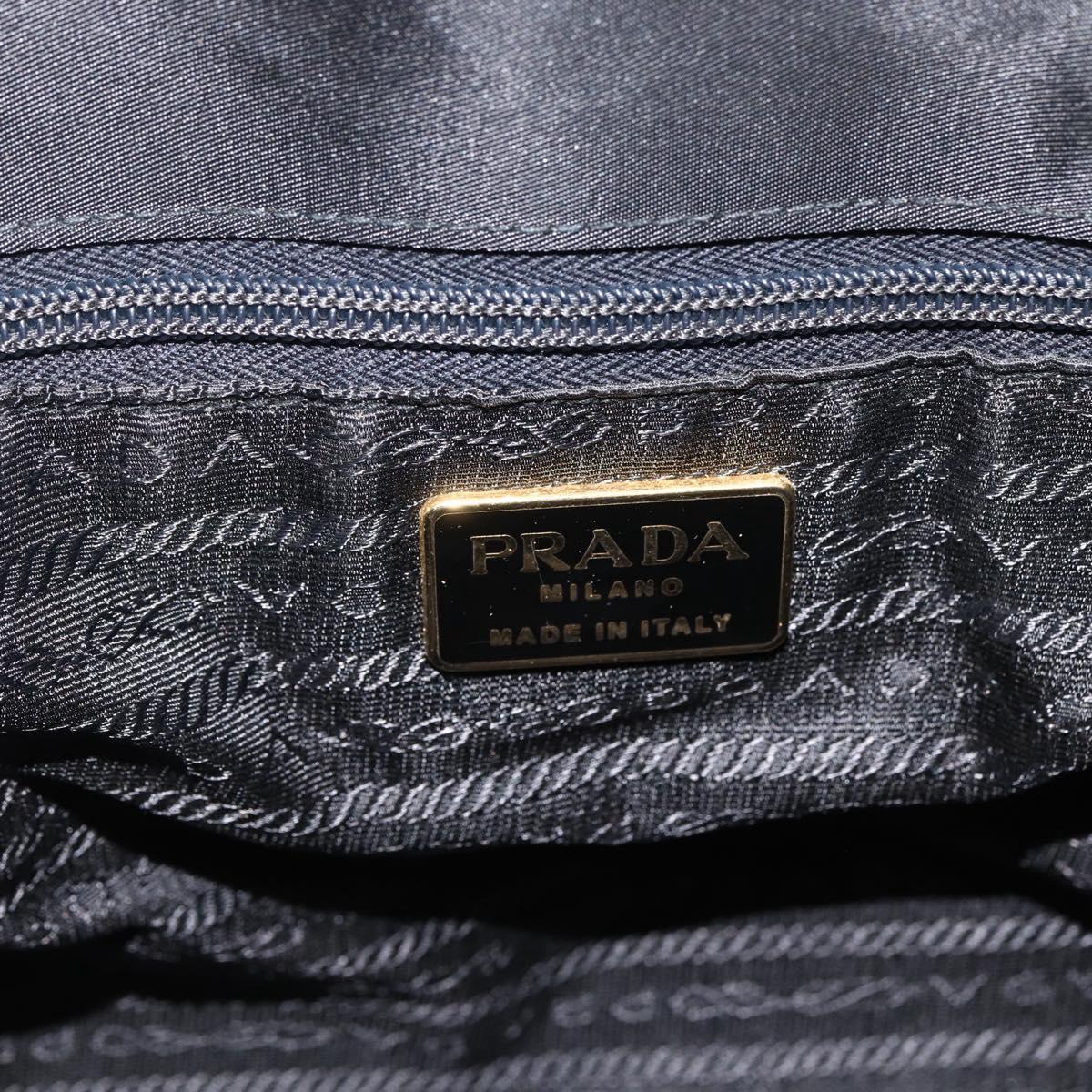 PRADA Chain Tote Bag Nylon Black Gold Auth am10950A
