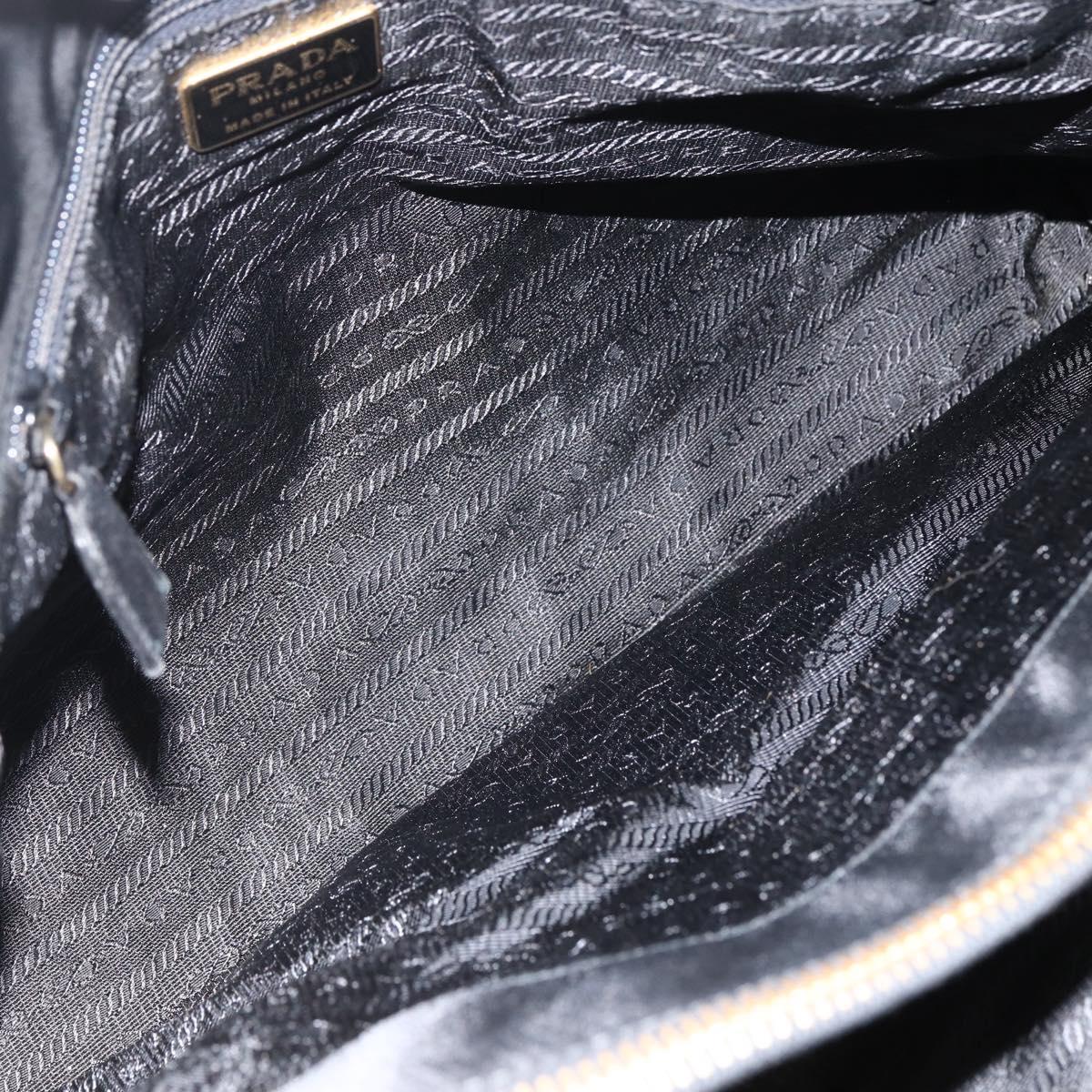 PRADA Chain Tote Bag Nylon Black Gold Auth am10950A