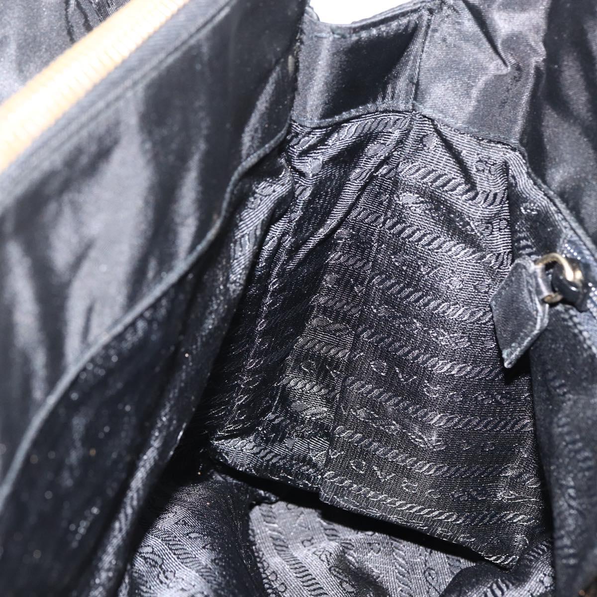 PRADA Chain Tote Bag Nylon Black Gold Auth am10950A