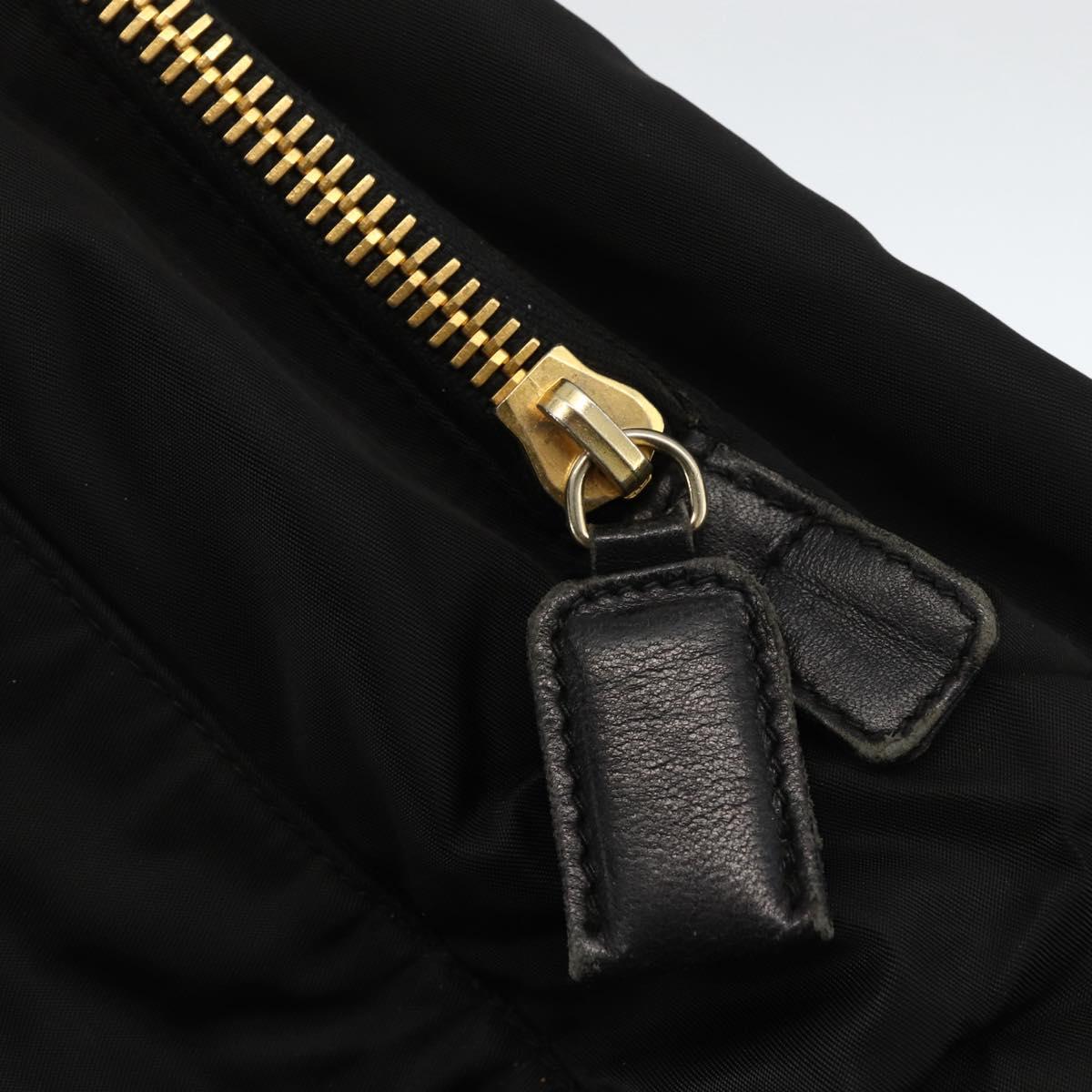 PRADA Chain Tote Bag Nylon Black Gold Auth am10950A