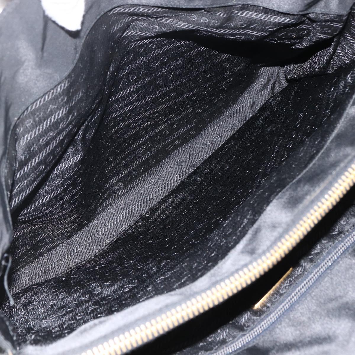 PRADA Chain Tote Bag Nylon Black Gold Auth am10950A