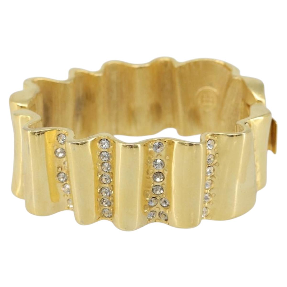 GIVENCHY Rhinestone Bangle metal Gold Auth am10954A