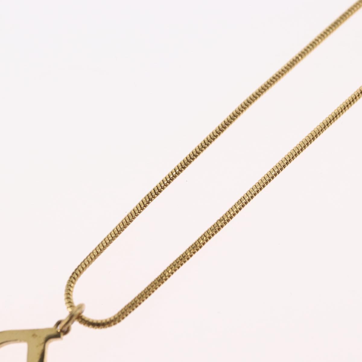 Christian Dior D Necklace metal Gold Auth am10955