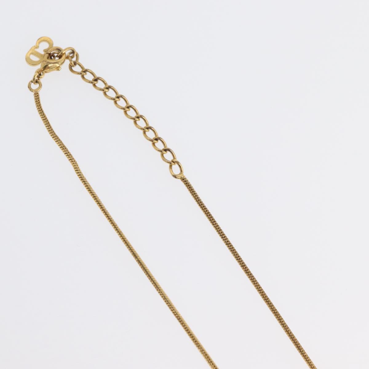 Christian Dior D Necklace metal Gold Auth am10955