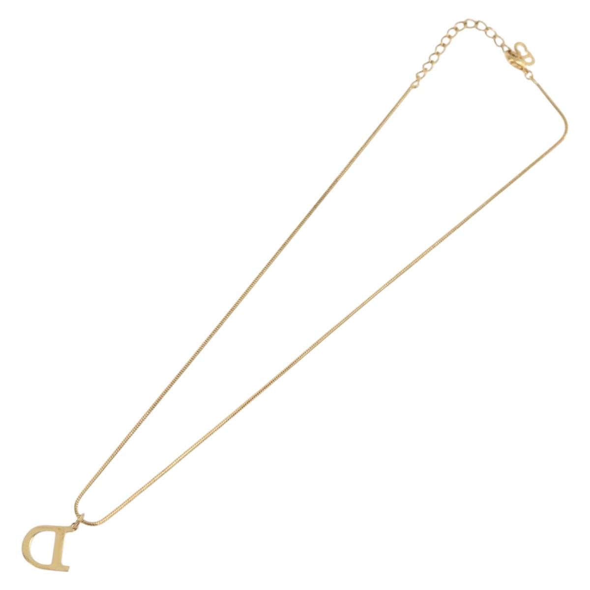 Christian Dior D Necklace metal Gold Auth am10955