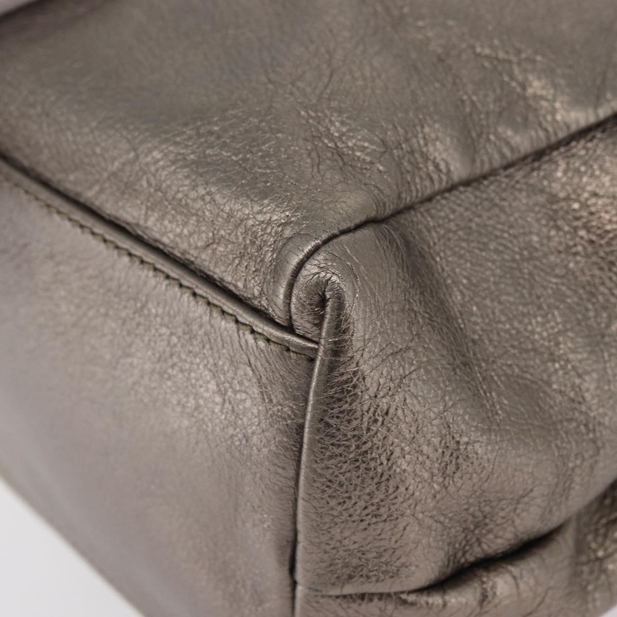 Salvatore Ferragamo Vala Hand Bag Leather 2way Silver Auth am10956