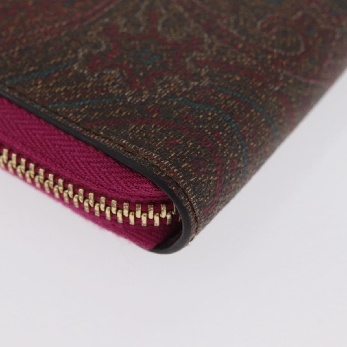 ETRO Paisley Long Wallet PVC Leather Bordeaux Auth am10960V