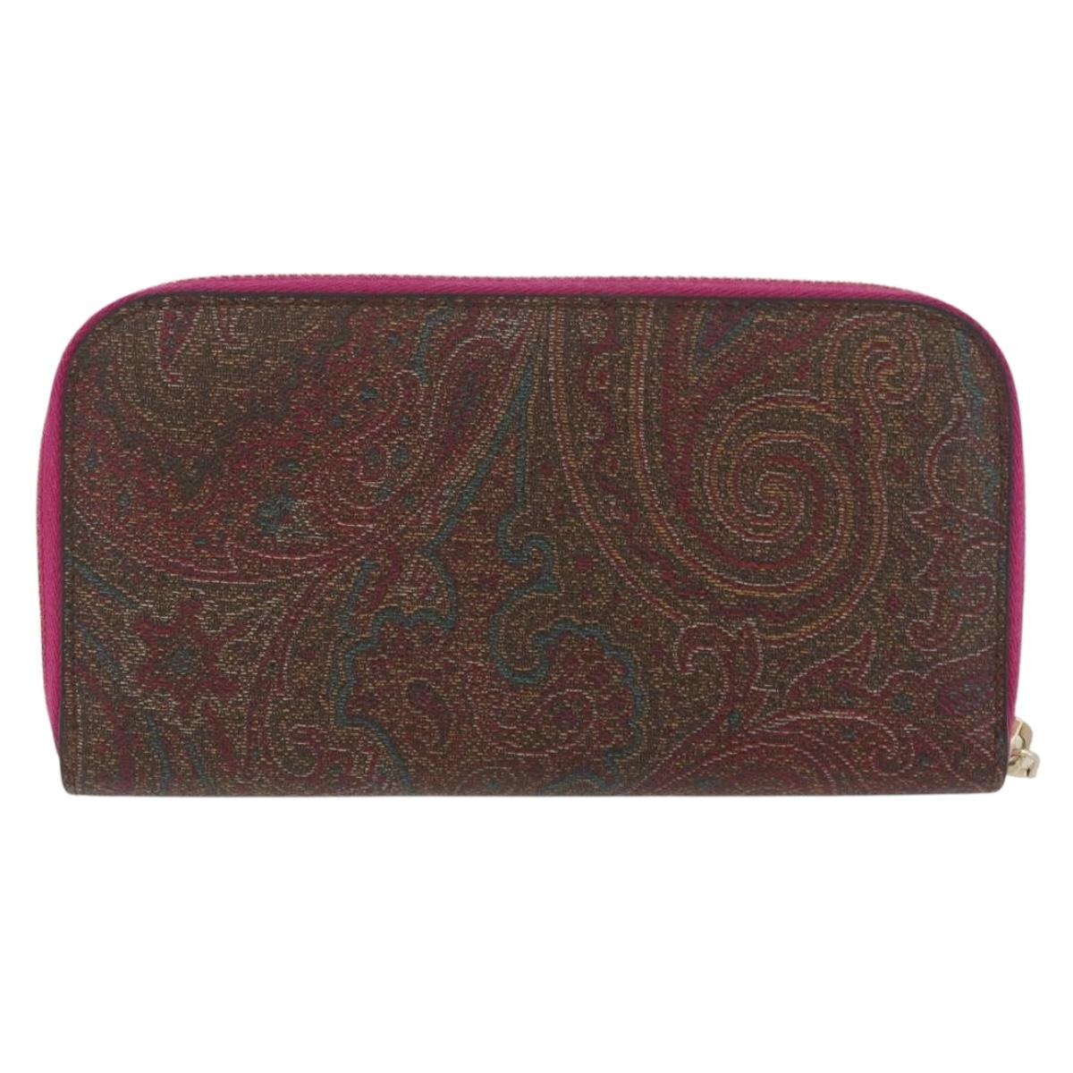 ETRO Paisley Long Wallet PVC Leather Bordeaux Auth am10960V