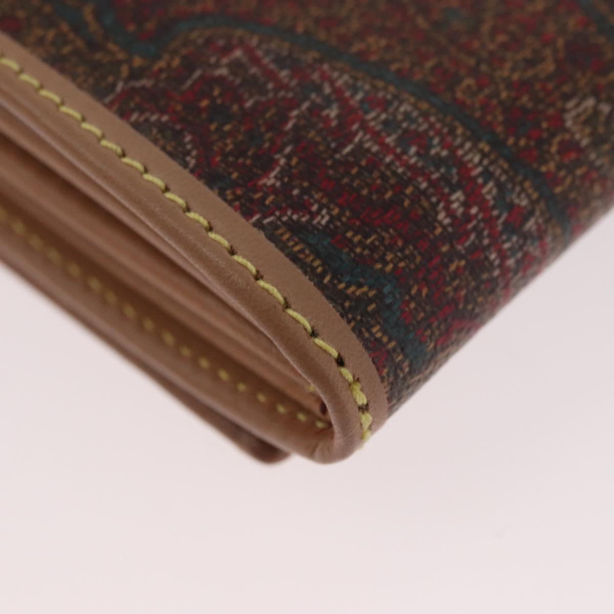 ETRO Paisley Bifold Wallet PVC Leather Bordeaux Auth am10961V