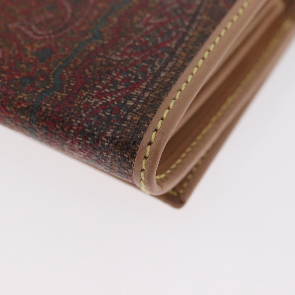 ETRO Paisley Bifold Wallet PVC Leather Bordeaux Auth am10961V