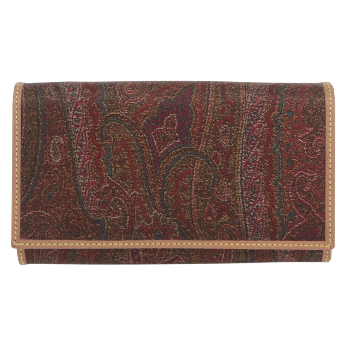 ETRO Paisley Bifold Wallet PVC Leather Bordeaux Auth am10961V
