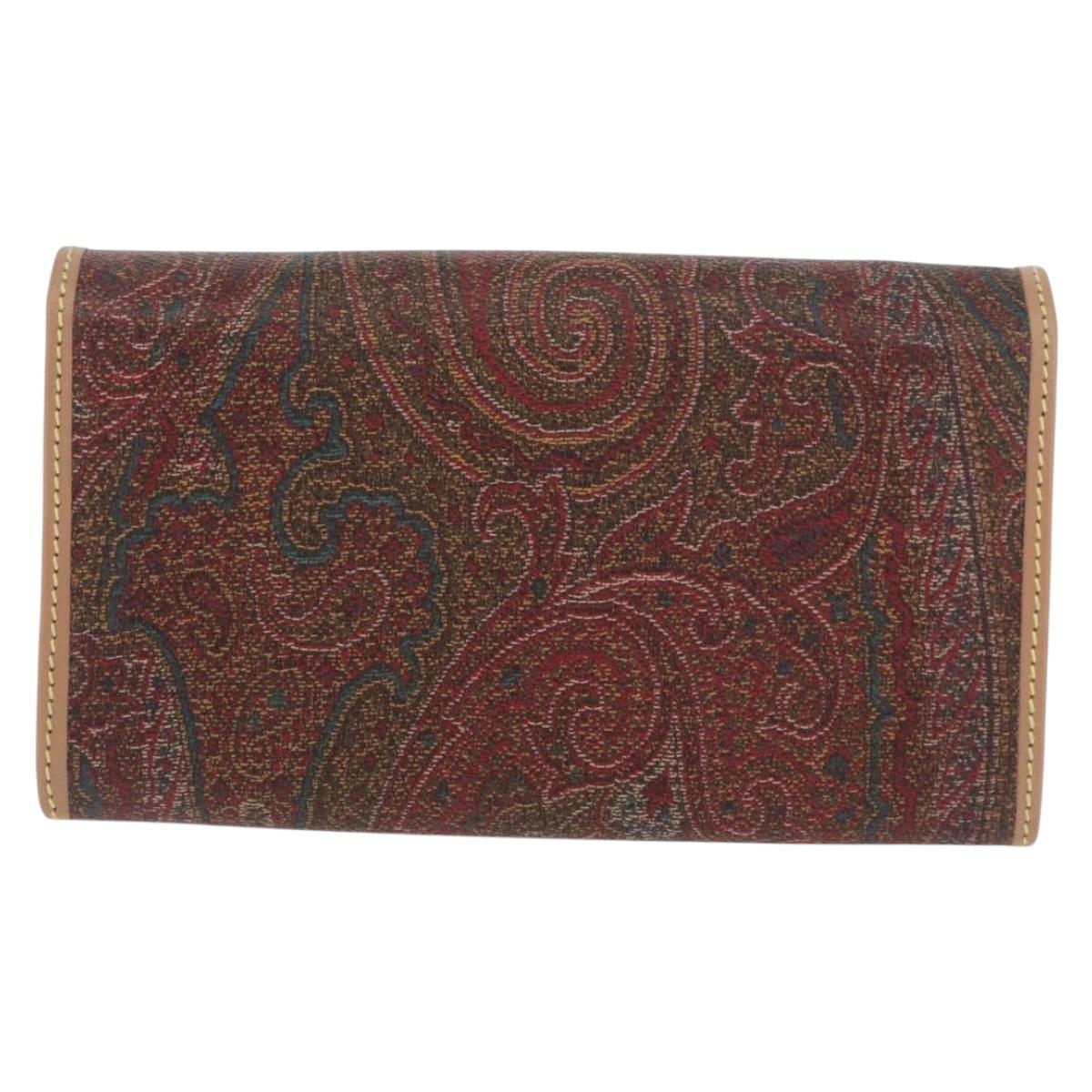 ETRO Paisley Bifold Wallet PVC Leather Bordeaux Auth am10961V