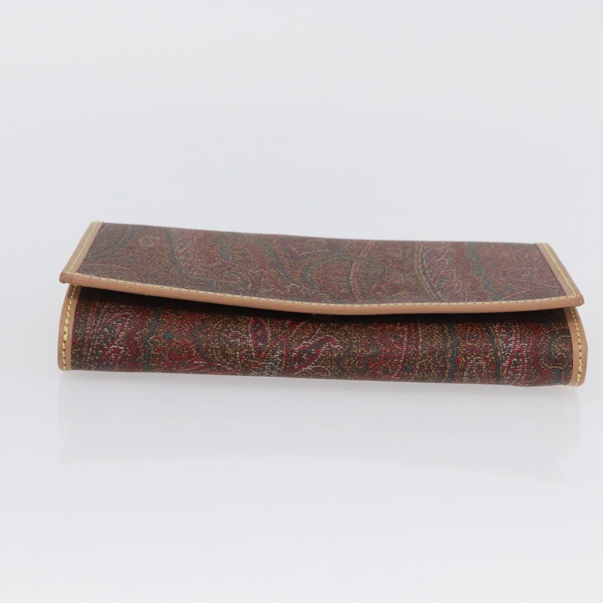ETRO Paisley Bifold Wallet PVC Leather Bordeaux Auth am10961V