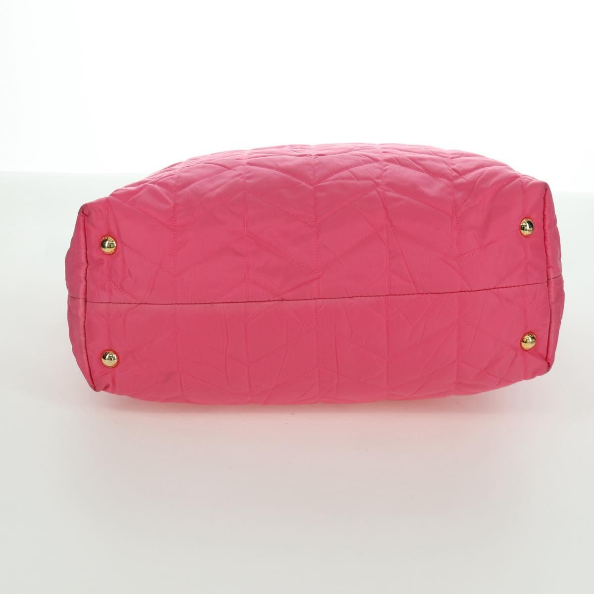 PRADA Chain Tote Bag Nylon Gold Pink Auth am10964V