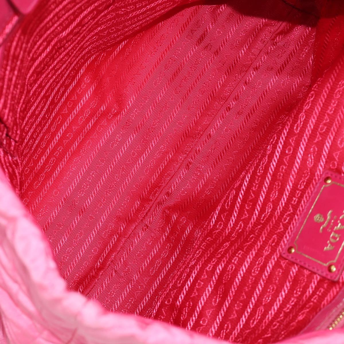 PRADA Chain Tote Bag Nylon Gold Pink Auth am10964V