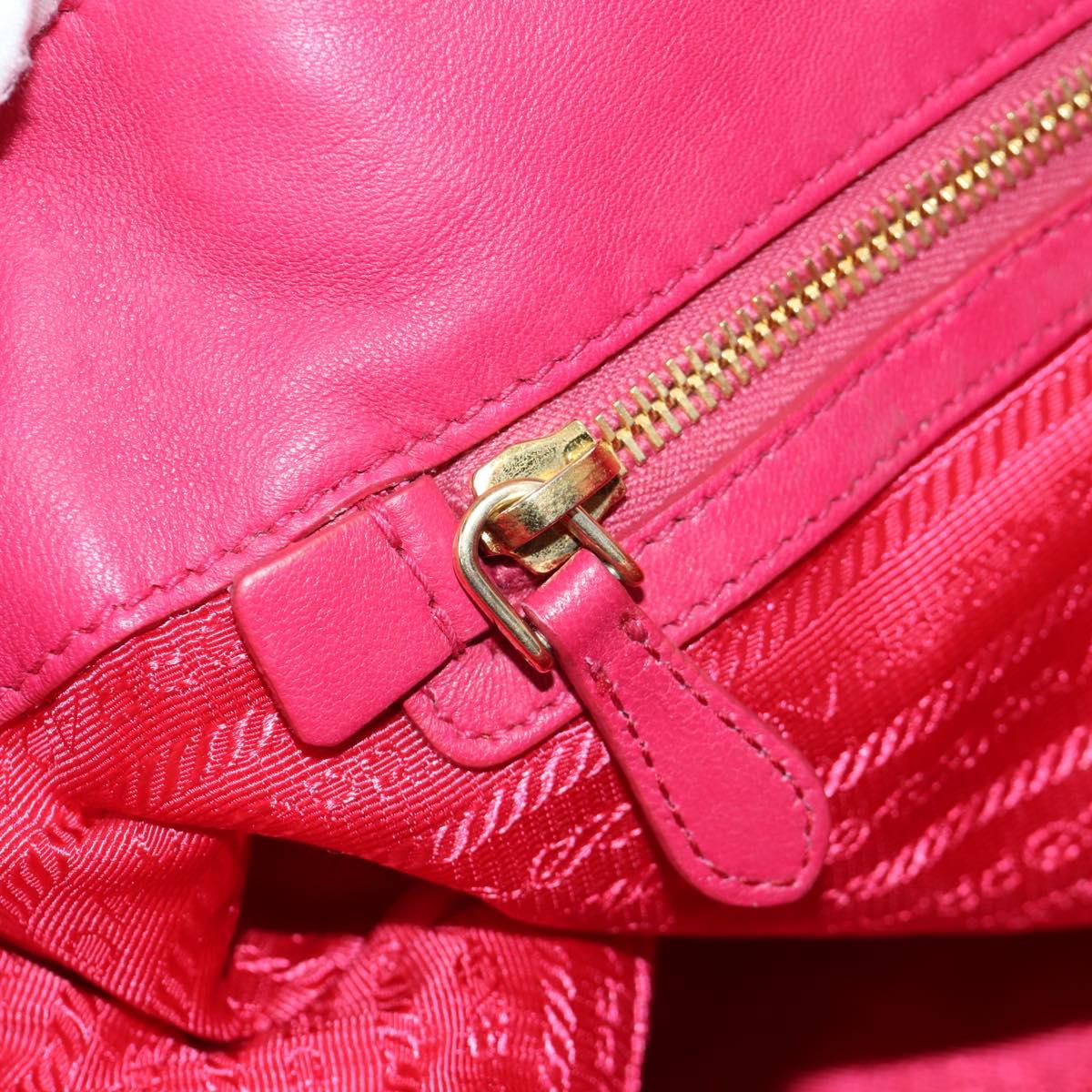 PRADA Chain Tote Bag Nylon Gold Pink Auth am10964V