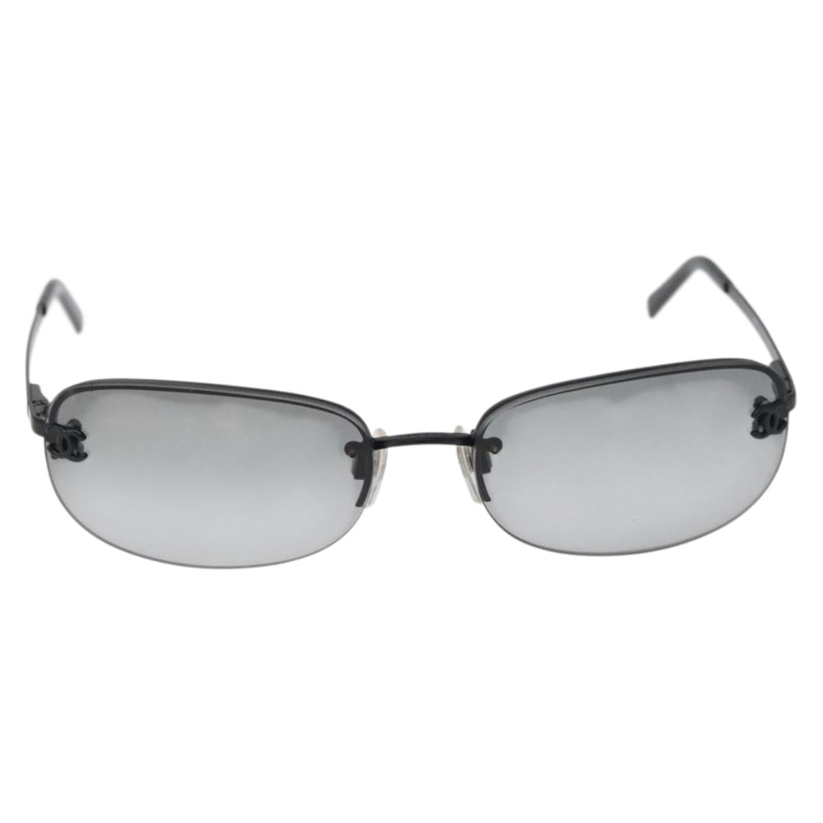 CHANEL CC Sunglasses metal Black CC Auth am10967V