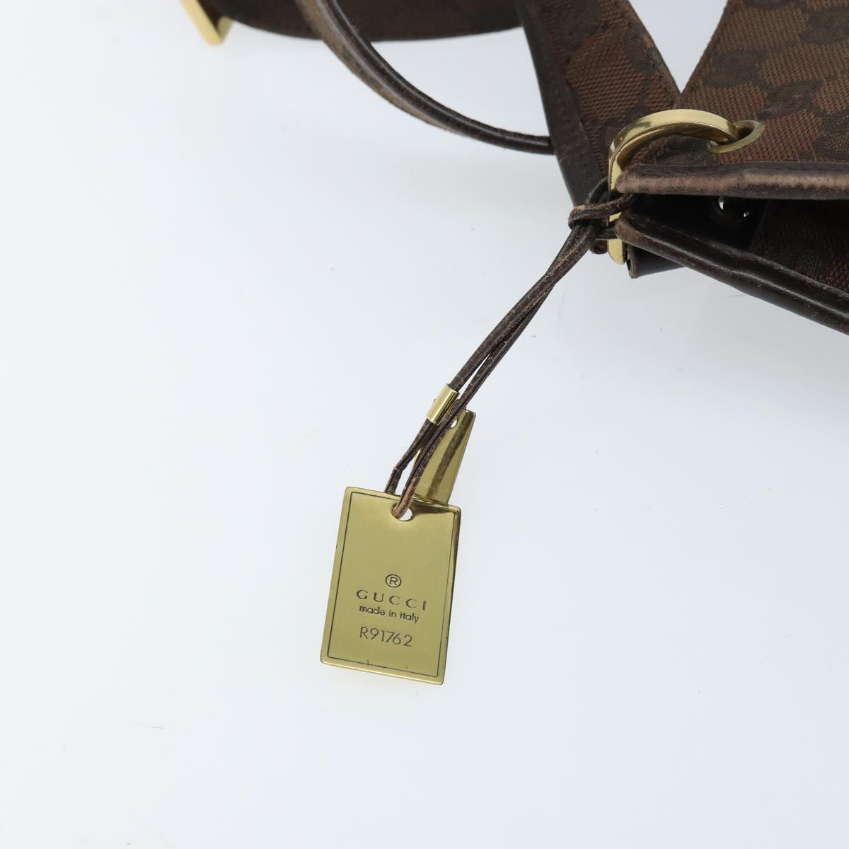 GUCCI GG Canvas Shoulder Bag Gold Brown 91762 Auth am10977