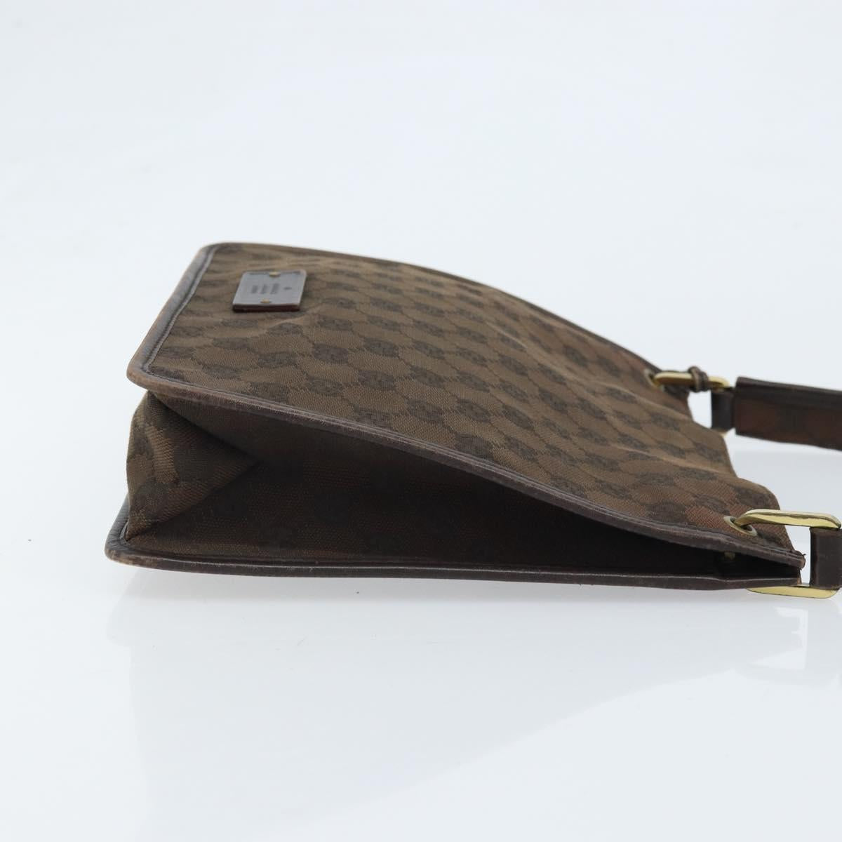 GUCCI GG Canvas Shoulder Bag Gold Brown 91762 Auth am10977