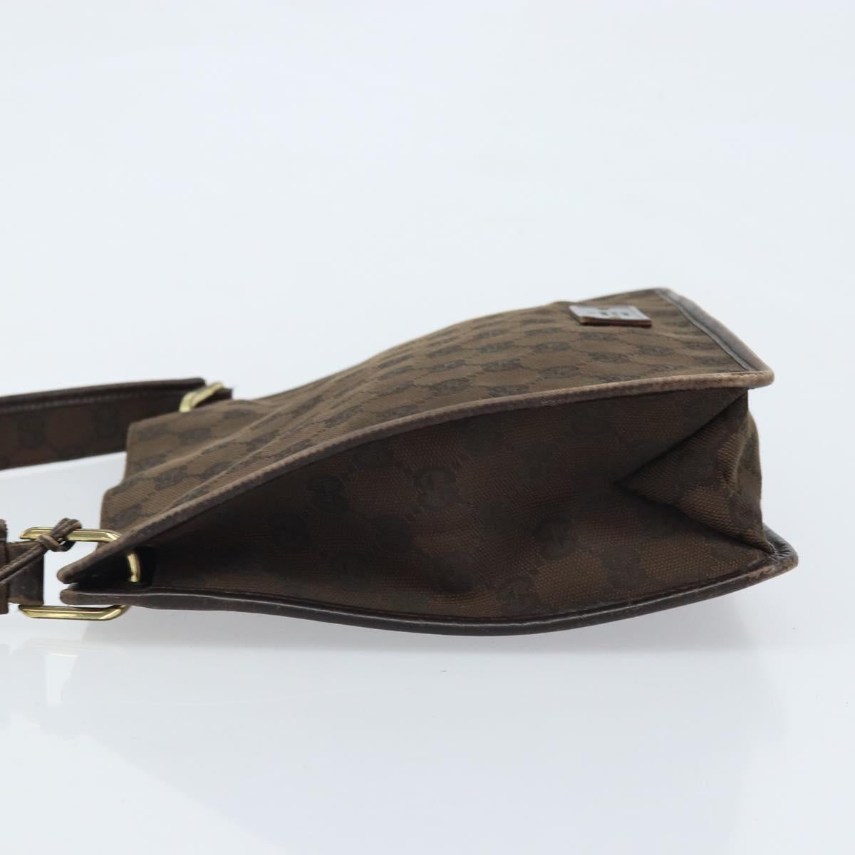 GUCCI GG Canvas Shoulder Bag Gold Brown 91762 Auth am10977