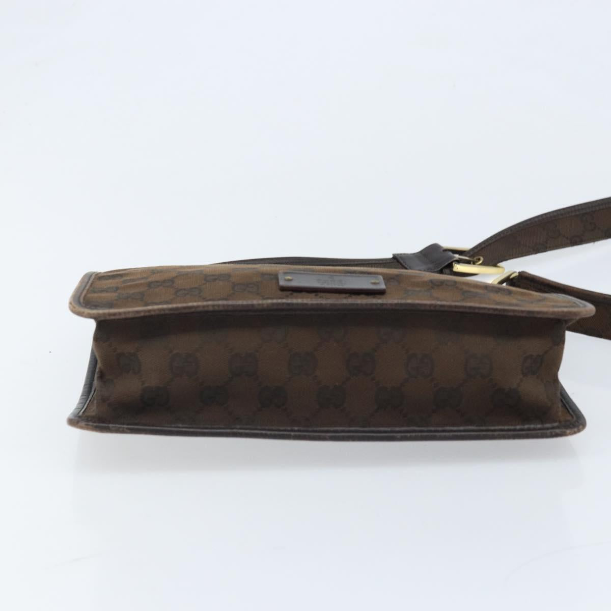 GUCCI GG Canvas Shoulder Bag Gold Brown 91762 Auth am10977