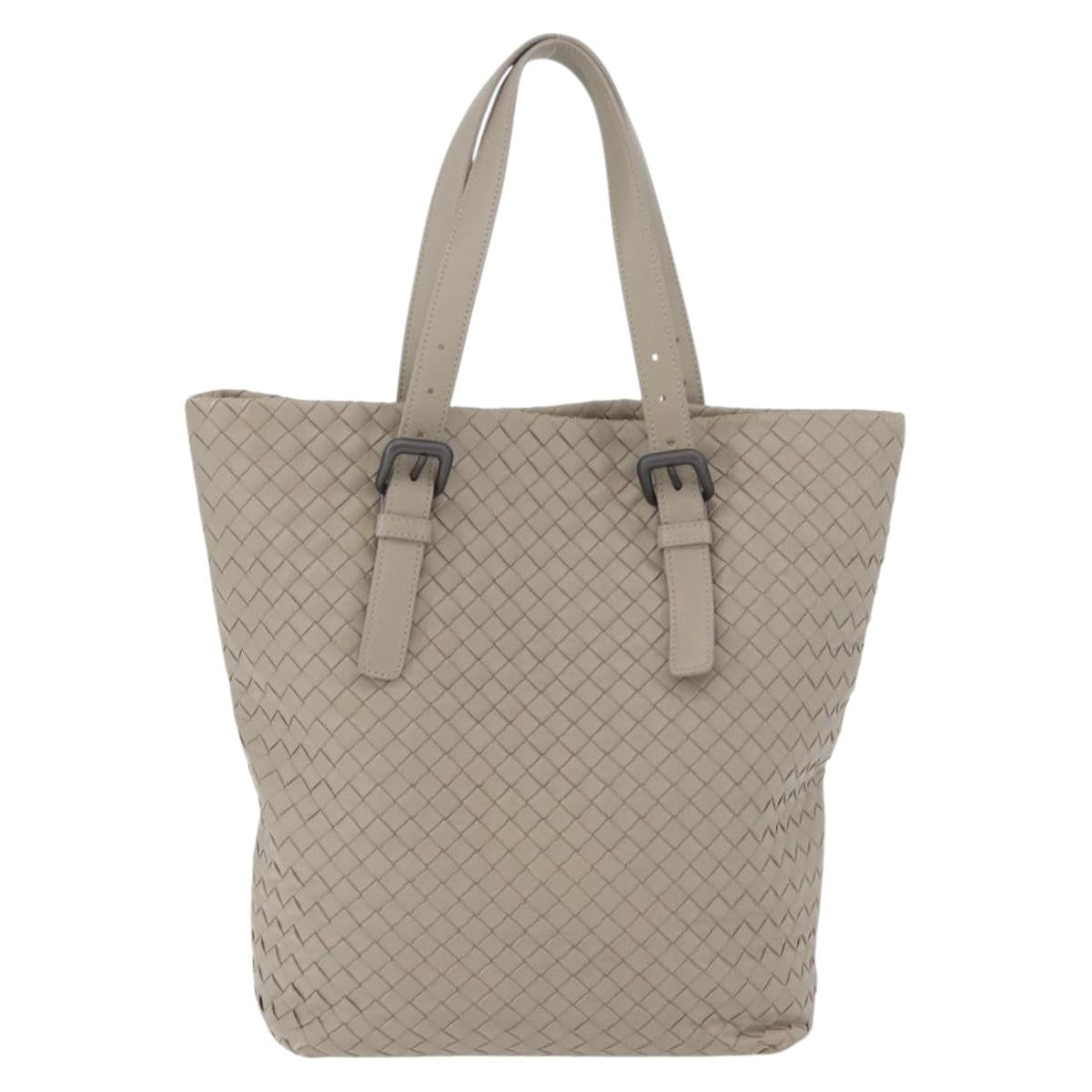 BOTTEGA VENETA INTRECCIATO Tote Bag Leather Beige Auth am10978V