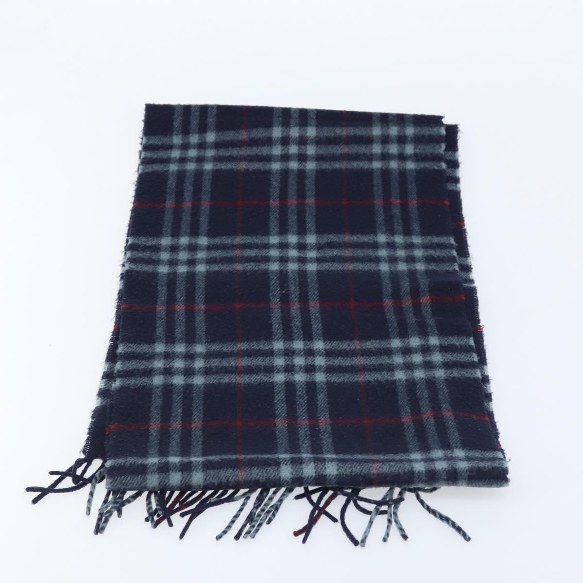 Burberrys Nova Check Scarf Wool Navy Auth am10994