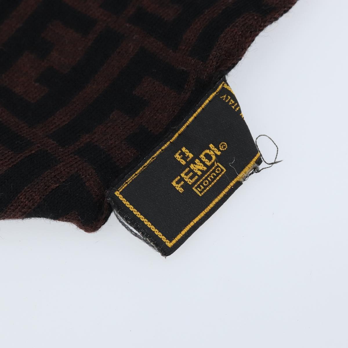 FENDI Zucca Canvas Scarf Wool Black Brown Auth am10995