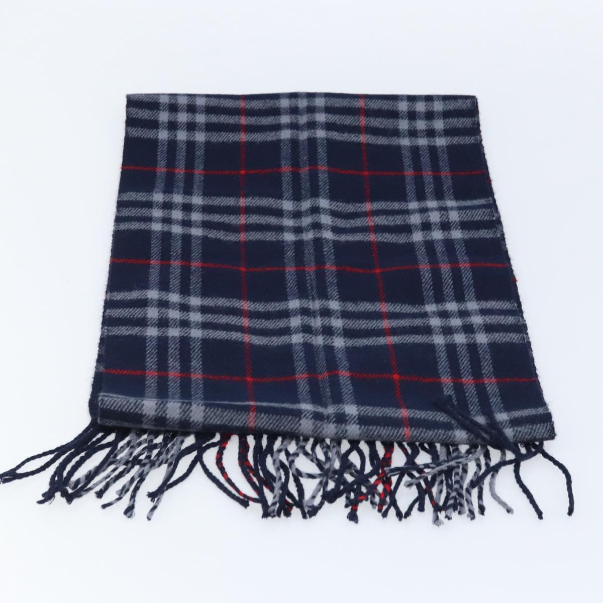 Burberrys Nova Check Scarf Wool Navy Auth am10998