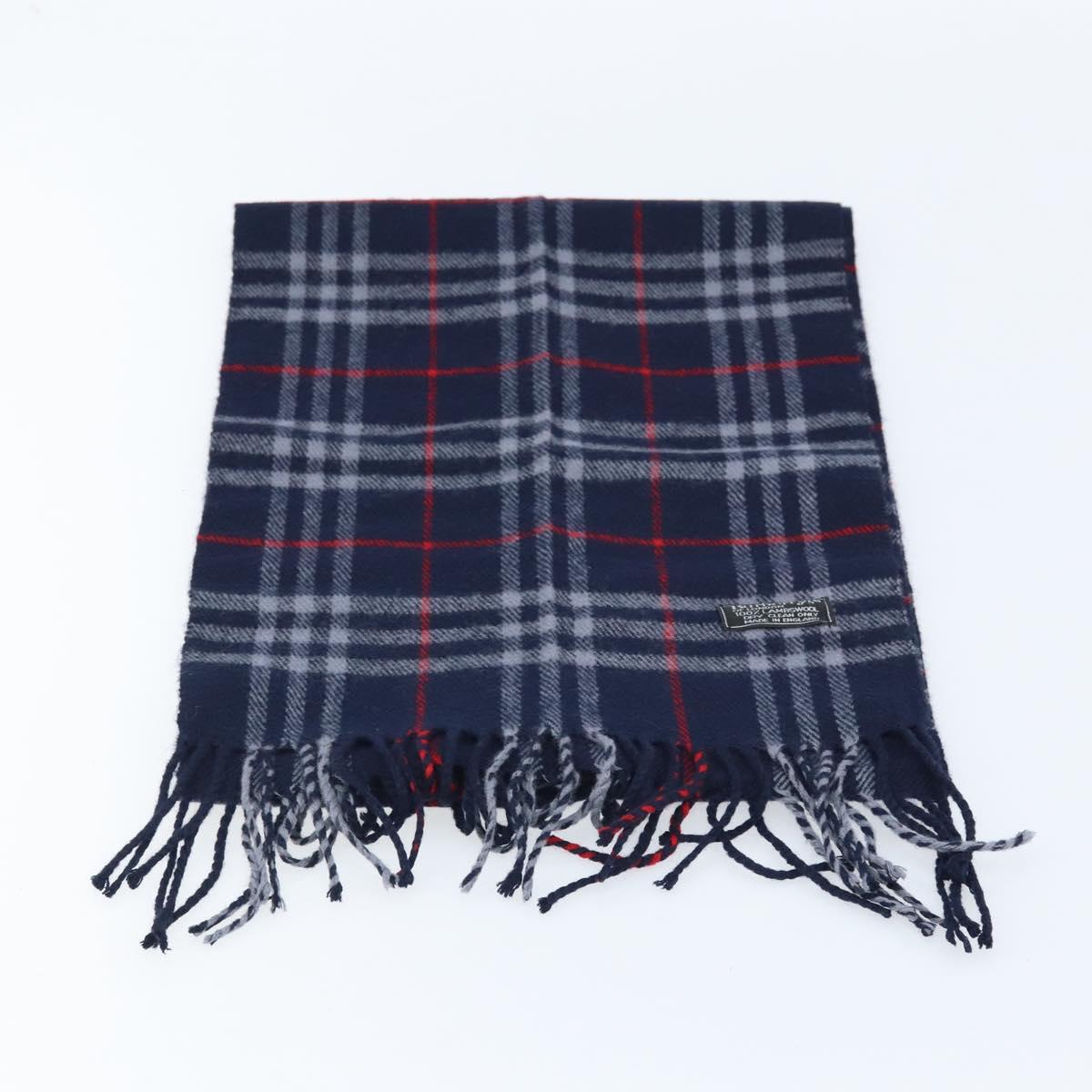 Burberrys Nova Check Scarf Wool Navy Auth am10998