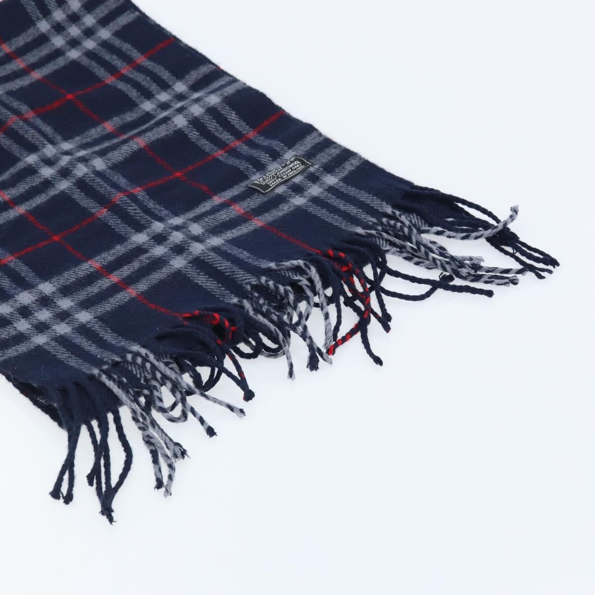 Burberrys Nova Check Scarf Wool Navy Auth am10998