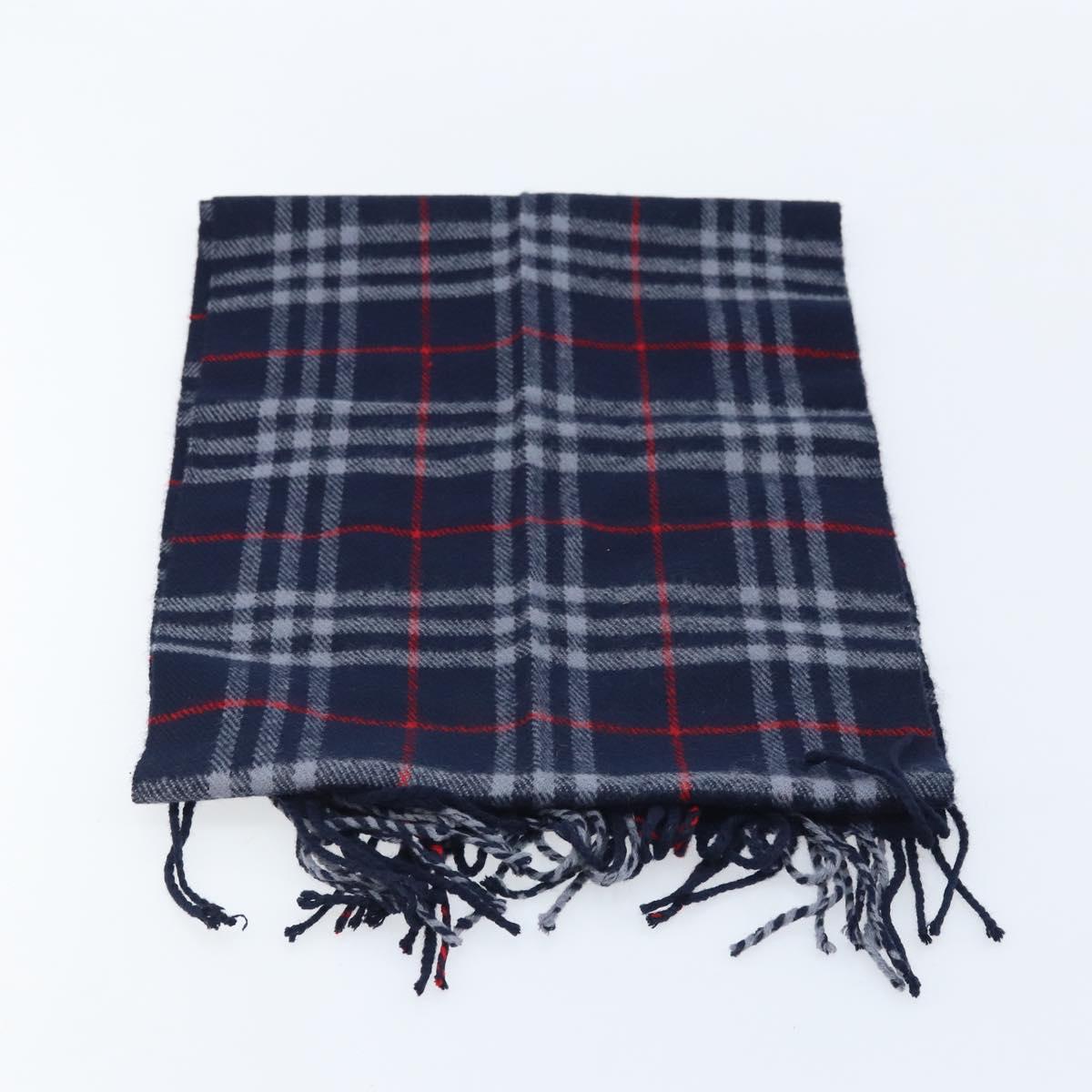 Burberrys Nova Check Scarf Wool Navy Auth am10998